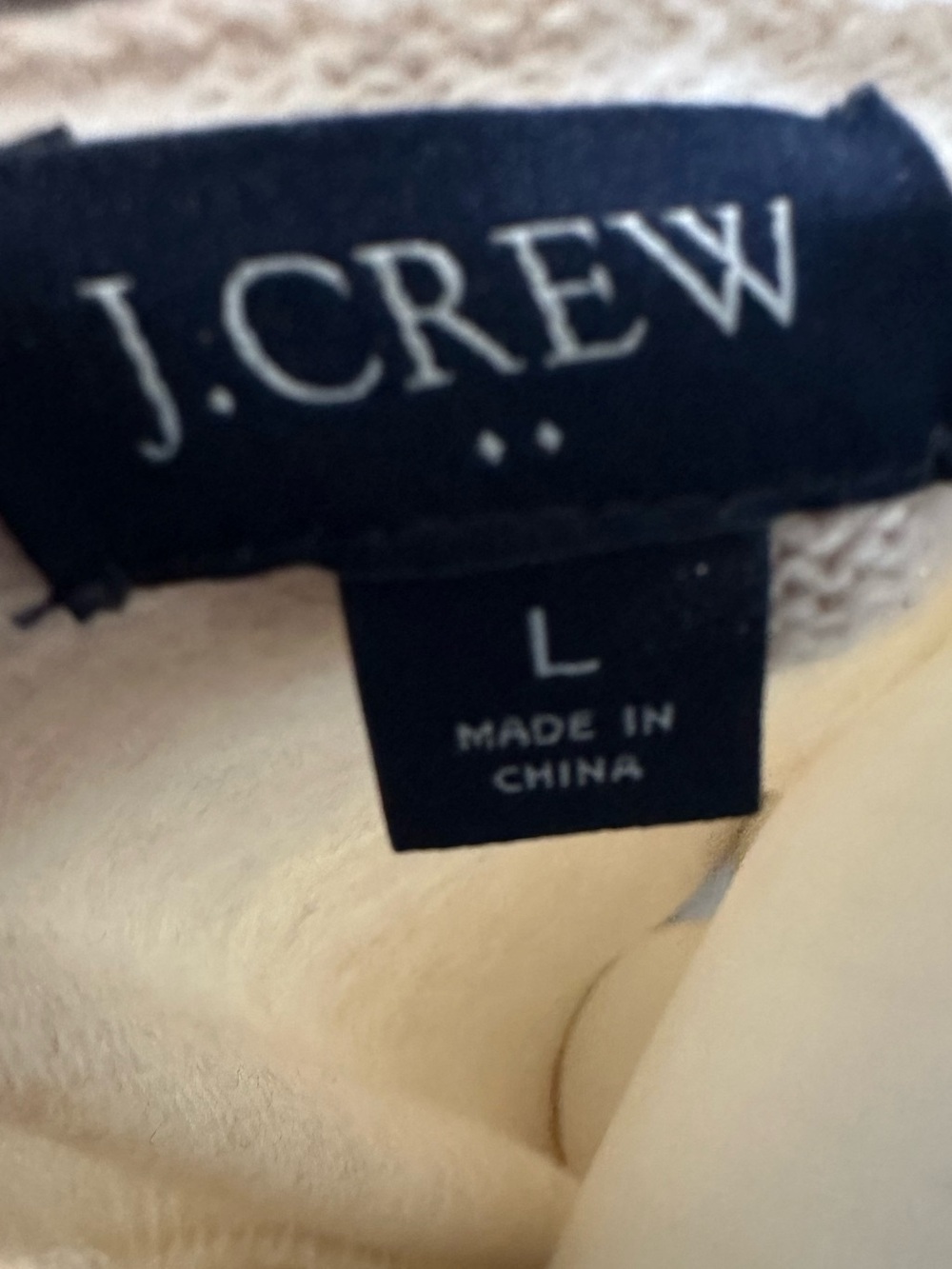 J. Crew Reimagined Lambswool Blend Soft Oatmeal Cream Crewneck Sweater Sz L - Picture 7 of 9